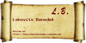 Lebovits Benedek névjegykártya